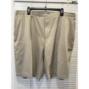 Bolle‎ Tech Bermuda Golf Shorts Men's 40 Waist Khaki Tan Flat Front Pockets